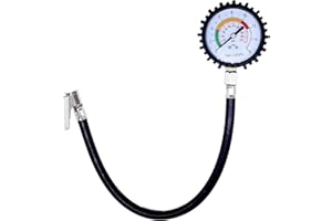 HISports Medidor de presión de neumáticos, manómetro, medidor de presión de neumáticos universal, recipiente de aire comprimido compatible con vehículos todoterreno, furgonetas, coches, bicicletas