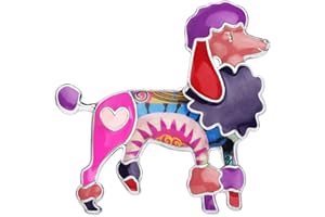 DOWAY Emaille Floral Pudel Brosche Hund Pins für Damen Mädchen Kleidung Sicherheitsnadeln Geschenk