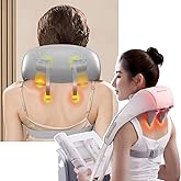 Mini Neck Massager with 45℃ Heat and 6 Massage Heads, Wireless Rechargeable Massager for Neck, Back, Shoulder, Leg, Abdomen