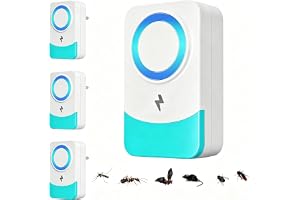 7JI 4-pack ultraljud skadedjursavvisande myggavvisande uttag | Plug & Play, tyst, LED-lampor, effektiva mot inre myror, insekter, kackerlackor, möss, ljuskrona