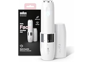 Braun Face Mini Hair Remover FS1000, Electric Facial Hair Removal for Women, Lady Shaver,Finishing Touch for Upper Lips, Chin & Cheeks, for Easier Makeup Application, with Smartlight, White