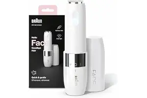 Braun Mini Depiladora Facial para Mujer FS1000, Blanco | con Luz Smartlight Incorporada, Rasuradora de Precisión, Depilación de Labio Superior, Barbilla Y Mejillas