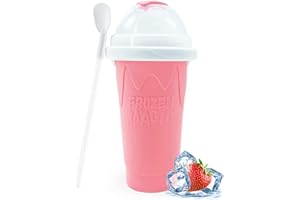NWOHNEN Slushie Cup Slushy Maker Eis Cup Silica Cup Pinch Cup Sommer Cooler Smoothies Cup Double Layer Squeeze Cup Slush Maker Cup Smoothie Cup (Rosa)