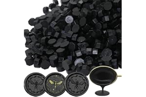 ATOPBB 300 Stück Siegelwachs,Schwarz Siegelwachs Perlen achteckiges Wachssiegel-Set für Einladungen, Karten, Umschläge, Weinpakete, Geschenkverpackungen (Schwarz)