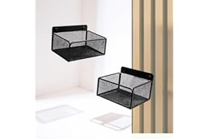 Steinmine - Designmanufaktur Wandkorb Metall schwarz– Metallverschraubung – kein Bohren – Zubehör für Akustikpaneele (2er Set klein, 15,5cm x 10cm)