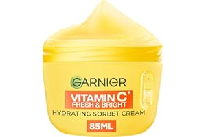 Garnier Vitamin C* Fresh & Bright Hydrating Sorbet Cream, 4% Vitamin C* & Niacinamide, Ultra Fresh & Light, For Dull, Uneven Skin, Cruelty Free International & Vegan - 85ml​