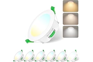 Jaenmsa Spot Led Encastrable Salle de Bain,Spots LED 230V, 7W Trou Φ 65-75mm, IP44, Dimmable, Spot Led Encastrable Extra Plat, Blanc Chaud 3000K Blanc Neutre 4000K Blanc Froid 6500K, Lot de 6
