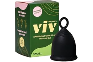 VIV FOR YOUR V. Viv for Your V Small Premium Menstrual Cups, Ring Stem for Easy Removal, Soft Tampon Alternative for Active Lifestyle, Comfortable 12 Hour Wear, Medical-Grade Silicone Reusable Period Cup