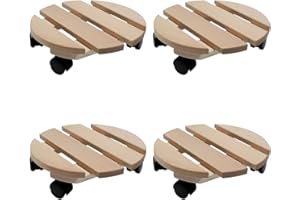 Unbekannt Lot de 4 roulettes pour plantes en bois massif 30 cm jusqu'à 120 kg