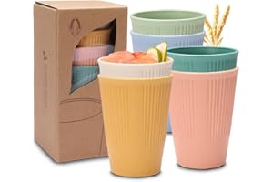 NINEVI 6 Vasos de Plástico de Color,6 Piezas Vasos Plástico Duro, Vasos para Fiestas, Apilables Vasos de Plástico para Niños y Adultos para Fiestas/Bodas/Camping/Pícnics (6 Colores)