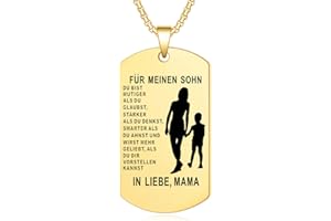 YOTHIWAD Necklace for My Son, Dog Tag Chain “An Meinen Sohn”, Necklace with Engraving, Inspirational Text Gift for Son from Mum and Dad