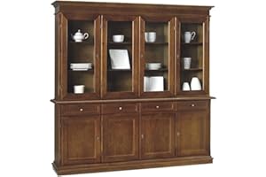 Mar.c.a. Design - Vetrina in Legno di Pioppo, Elegante e Funzionale con Ripiani e Cassetti, Vetrinetta Ideale per Soggiorno e Studio - Arte Povera Made in Italy