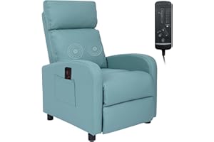 Mxfurhawa Recliner Massage Chair PU Leather Modern Single Lounger Sofa Bed with Armchair &Footrest Remote Control Corner Sofa Reclining Sofa Couch for Living Room, Bedroom, Home Theater(Green)