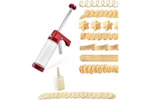 CHSEEO Pistola para Decoración de Tartas y Galletas, Prensa para Galletas Pistola Reposteria Maquina de Pastas Moldes para Galletas Jeringa con Discos y Boquillas #8