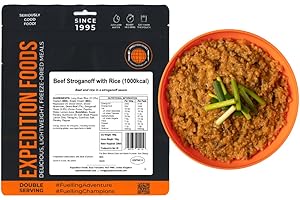 EXPEDITION FOODS EXPEDITIONFOODS.COM EXPEDITION FOODS Beef Stroganoff with Rice (Double Serving / 1000KCAL) | Freeze-Dried Camping & Hiking Food