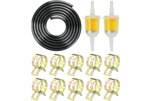 Androxeda 2 Stück Benzinschlauch Motorrad Kraftstofffilter Schlauch Kit 2 Meter 8mm Kraftstoffleitung 5mm/8mm Benzinfilter 10 Stück 8mm Schlauchschellen für PKW Auto Motorrad Rasenmäher Roller Diesel