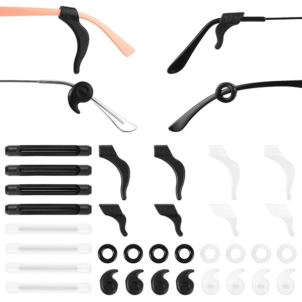3 Stuks Siliconen Brilband met 3 Paar Oorhaken, Verstelbare Brillenketting Brillenbandhouder Zonnebrillenband Sportbrillenkoord voor Kinderen Volwassenen Mannen Vrouwen (Zwart
