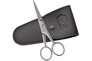 OTTO HERDER MANICURE OTTO HERDER Bartschere Männer 11,5cm – Im Lederetui Bartschneider Herren gerade Klinge schneidet formt präzise Schnäuzer und Bärte – Feine Mikroverzahnung verhindert das Abrutschen der Haare