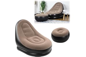 ‎MUMISUTO mumisuto Aufblasbares Sofa, Lounge Sessel aufblasbar, Sessel Aufblasbar Tragbare Flocking Luftsessel mit Fußhocker, Aufblasbare Couch für den Einsatz als Gaming-Stuhl oder Campingstuhl