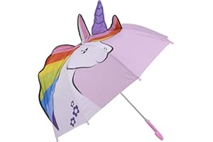 Micaddy Umbrella Pink Rainbow Unicorn Kids Clear Dome Umbrellas Windproof Strong for Kid Girls 3-4 Transparent Party Dome Umberella for Totes Childrens