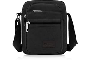 FuninCrea Casual Crossbody Bag, Canvas Shoulder Bag Messenger Bags for Men, Multi Pocket Crossbody Phone Bag with Shoulder Strap for Sporting, Travelling, Hiking, Cycling