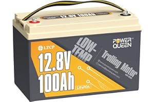 Power Queen 12,8V 100Ah Bateria LiFePO4 z wbudowanym wyłącznikiem w niskiej temperaturze, modernizacja 100A BMS, ogniwa akumulatora litowego klasy A z 4000+ cyklami, idealne do silnika Trolling....