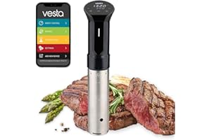 V VESTA PRECISION Vesta Precision Termocircolatore Domestico Imersa II SV82 ad Immersione per Cotture a Bassa Temperatura 1200W | Include l'app di controllo Wi-Fi | Volume massimo dell'acqua 30 litri (Nero)