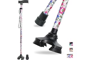 BeGrit Bastone per Anziani Telescopico Bastoni da Passeggio Donna Bastone Tre Piedi per Anziani Regolabile Bacchette per Camminare Autoportante Bastoncini da Passeggio 3 Piedi Regalo per Uomo Anziano