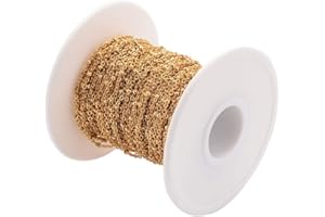 BB BEADTHOVEN Beadthoven - Catene forzatine dorate con palline alternate rotonde, saldate, in acciaio inox 304, placcatura sottovuoto, per la creazione di bigiotteria, bobina da 10 m