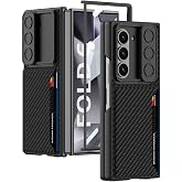 Galaxy Z Fold 6 Kılıf Kamera Korumalı Karbon Fiber Arka Y&uuml;zey Zore Kartlıklı Kıpta Sert Kapak-Siyah