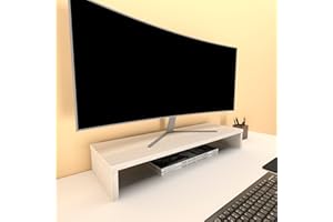 Henor Supporto per monitor Rialzo Tv Legno FSC® 82 x 26.5 x 12 cm supporta 50 kg Quercia Stel