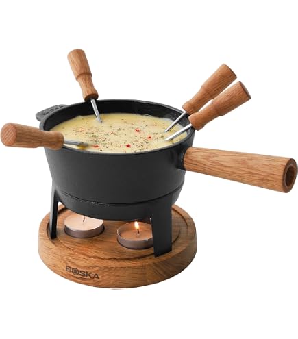 KLARSTEIN Bambus - fondue, 800 W, stainless steel pot, bamboo base,  capacity 1.3 L max., stainless steel hot plate, thermostat, fork stand, 6  stainless steel fondue forks - bamboo : Amazon.com.be: Home & Kitchen