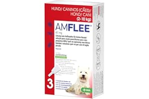 Amflee Spot On Floh- und Zeckenmittel für Hunde von 2-20 kg (S), 3 Einzeldosis-Pipetten mit 67 mg Fipronil, Lösung zum Auftropfen