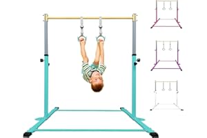 HomeSun Gymnastikstange für Kinder Robuste Kip Bar mit Ringen horizontale Turnreck für Heimtraining Höhenverstellbar 90-150cm Trainingsgerät bis 100 kg Alter 3-15