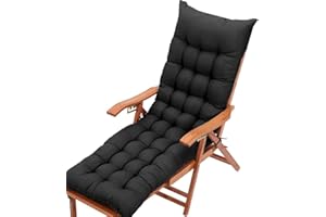 KYMMPL Durable Thick & Comfortable sun lounger cushion Garden Steamer Sunlounger Replacement Pad Outdoor & Indoor Sun Lounger Recliner Cushion Patio Furniture Cushion (Black,40 * 40)