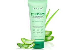 OUKEYA Aloe Vera Puro Gel Natural 150ml + 2% Niacinamida, Gel Aloe Vera para After Sun, Cara, Cuerpo y Cabello, para Quemaduras Solares, Rojeces y Piel Seca, Calma, Dermatológicamente Testado