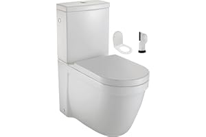 JACOB DELAFON WC completo Inodoro a suelo salida dual Alimentación lateral Incluye cisterna, asiento, codo y conexiones RODIN E77772-00