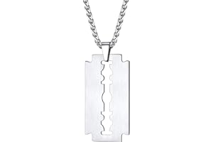 PROSTEEL Męski naszyjnik, wisiorek z ostrzem brzytwy z solidnym łańcuszkiem, regulowany 55 + 5 cm, możliwość grawerowania, stal nierdzewna 316L, pozłacany, czarny (wysyłka w pudełku prezentowym)