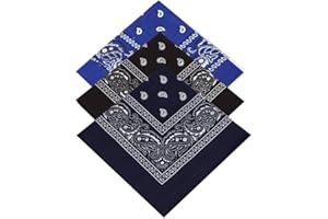 BUCKINGHAM BOUTIQUE Set of 3 x Paisley Bandana Scarf/Neckerchief/Headscarf/Bandanna Headband for Men,Ladies,Kids,Boys & Girls Ideal 4 Dressing up,Partying,casual clothing dressing (Royal Blue,Black,Navy Blue)