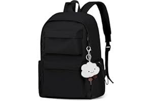 FIORETTO Backpack Womens School Bag Girls Boys, Lightweight Water-Resistant Fits 15.6” Laptop Large Capacity Rucksack with Anti-Theft Pocket, Ideal for School College Commuting Travel Black