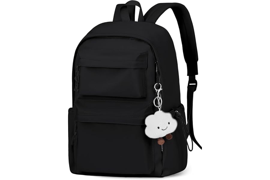 FIORETTO Backpack Womens School Bag Girls Boys, Lightweight Water-Resistant Fits 15.6” Laptop Large Capacity Rucksack with Anti-Theft Pocket, Ideal for School College Commuting Travel Black