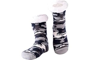 Hisonwel Chaussettes pantoufles pour hommes, chaussettes chaudes et moelleuses avec polaire Sherpa antidérapante, cadeaux pour hommes