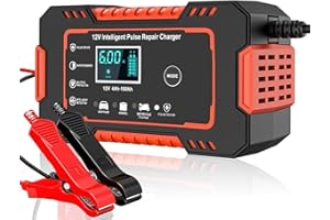 AIBEAU 6A Autobatterie Ladegerät, 12V KFZ Batterieladegerät Vollautomatisches Intelligentes Erhaltungsladegerät mit LCD-Bildschirm Mehrfachschutz für Auto, Motorrad, Rasenmäher oder Boot