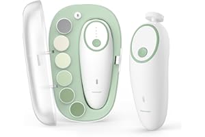 Momcozy Baby Nagelfeile Elektrisch, Sanfter Baby Nageltrimmer Elektrisch Wiederaufladbar, Baby Nagelknipser Elektrisch, 7 Schleifkopf Ersatzpads