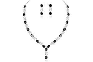 Clearine Women's Wedding Bridal Cubic Zirconia Infinity Y-Shape Necklace Dangle Earrings Set