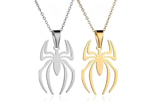 WMUVAZA Halskette Spinne, 2 Stück Unisex Edelstahl Spider Anhänger Halskette, SpiderMen Kette für Paare und Beste Freunde, Schmuck Christmas Valentinstag und Halloween