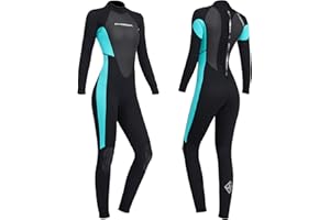 Joysummer Hommes Femmes Combinaison 3mm Néoprène Maillots de Bain - Combinaisons de Plongée Complètes, Maillot de Bain Une Pièce Manches Longues Fermeture Éclair au Dos Surf Peau de Plongée