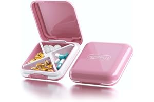 DUOUPA Pastillero, Pastillero Pequeño Portátiles Desmontables, Caja de Medicación Impermeable para Viaje y Uso Diario, 4 Compartimentos(Rosa)
