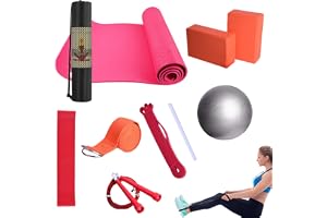 Yogaset för nybörjare, nybörjarkit, träningsmatta med bärbart motståndsband, utrustning för hemmagym, stretching