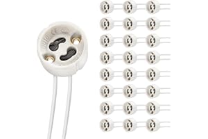 DiCUNO Douille GU10 en céramique, Connecteur à ampoule 0,75 mm², Résistante à la Chaleur 600℃, Max 250V 300W, Fils silicone 15cm, Support de lampe pour ampoules LED GU10, Lot de 25